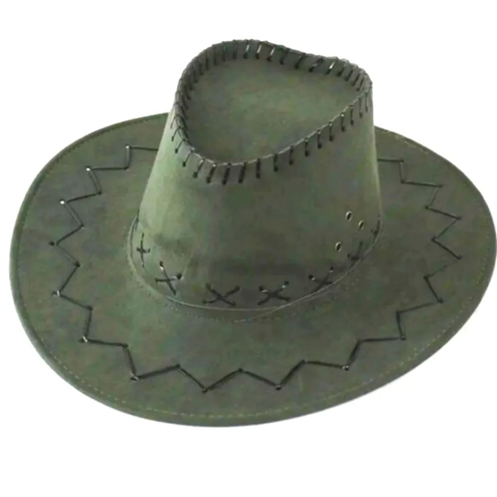 Ladies Army Green Cowboy Hat with Black Stitching